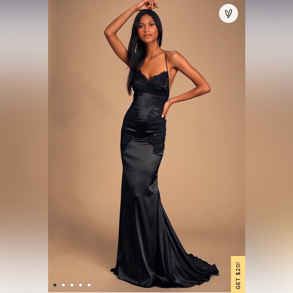 Lulus Fantasy come true dress black satin silk long dress